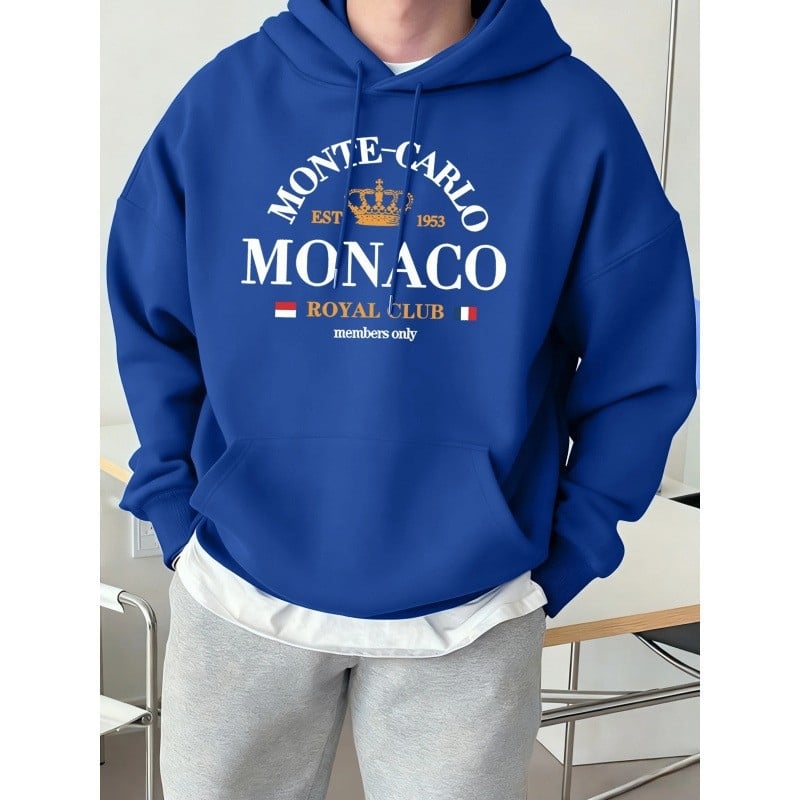 Férfi kapucnis pulóver Monte-Carlo Monaco nyomott mintával