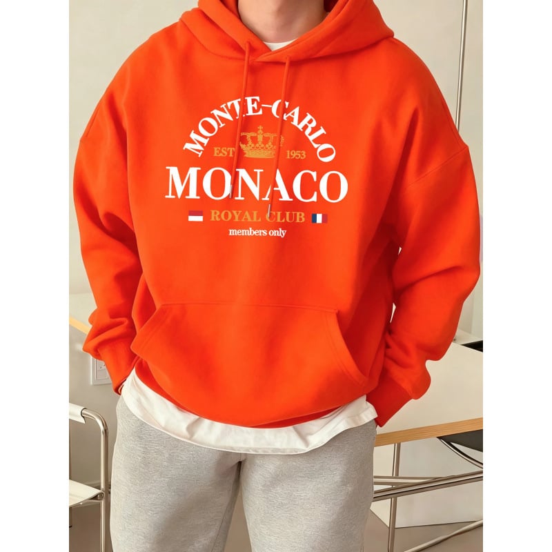 Férfi kapucnis pulóver Monte-Carlo Monaco nyomott mintával