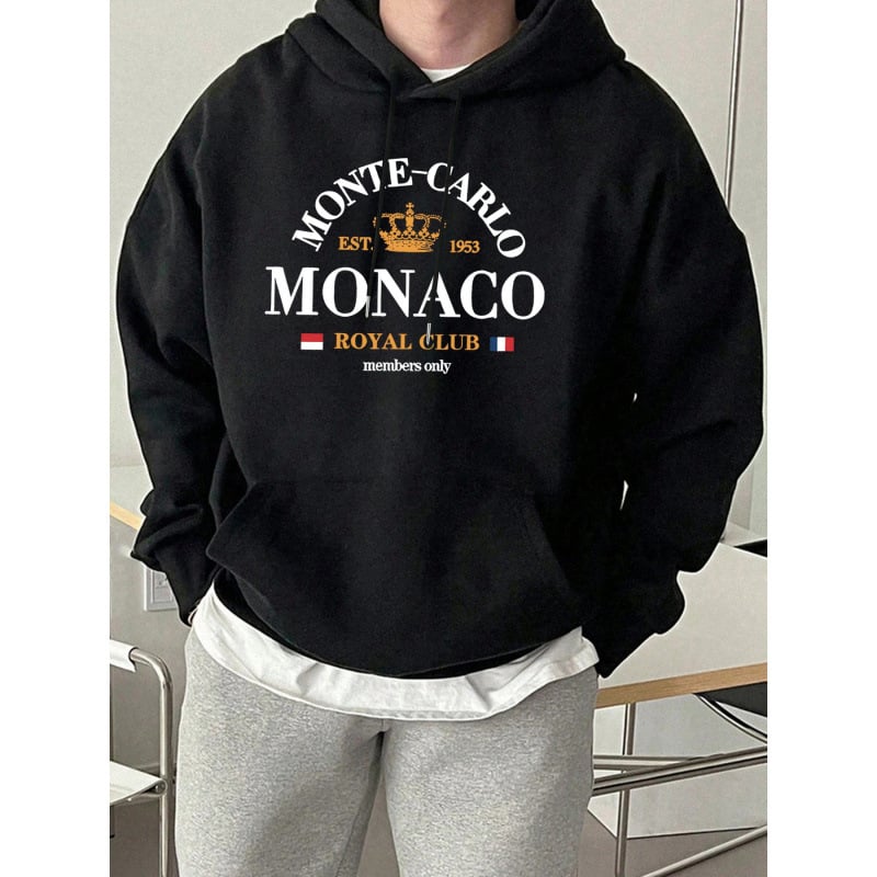 Férfi kapucnis pulóver Monte-Carlo Monaco nyomott mintával