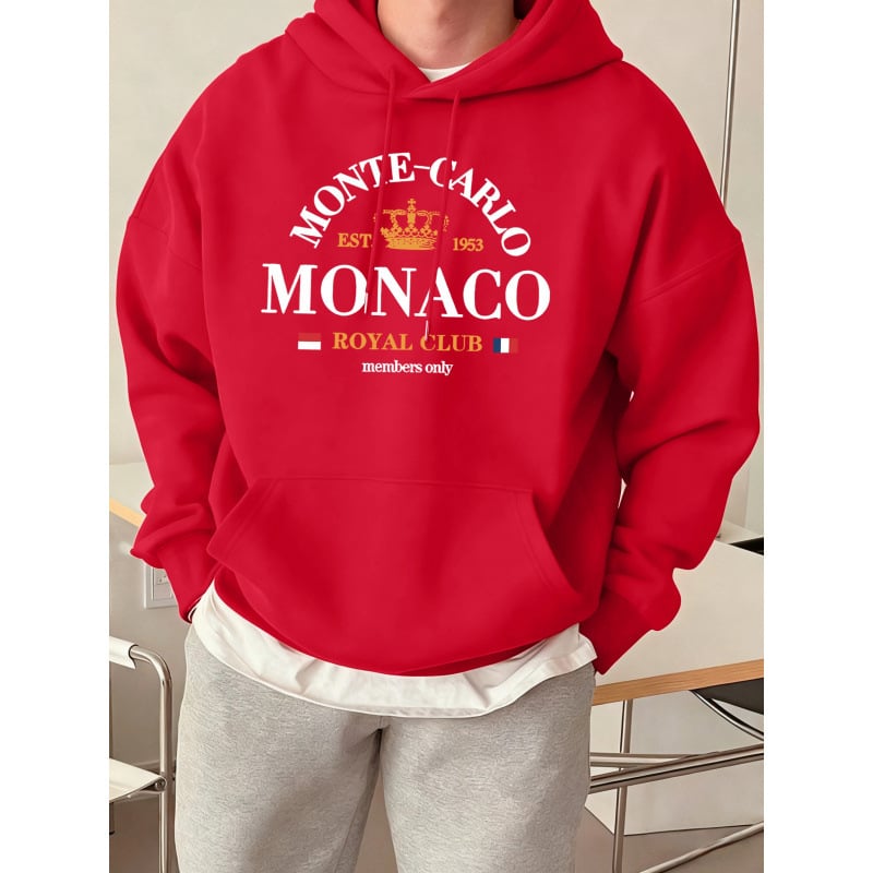 Férfi kapucnis pulóver Monte-Carlo Monaco nyomott mintával