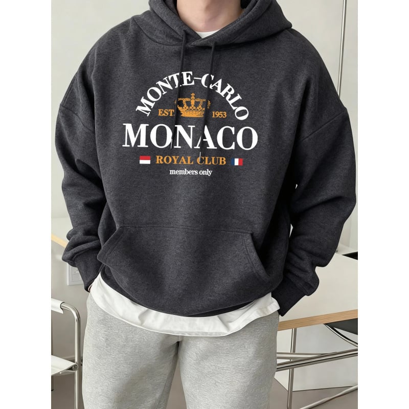 Férfi kapucnis pulóver Monte-Carlo Monaco nyomott mintával