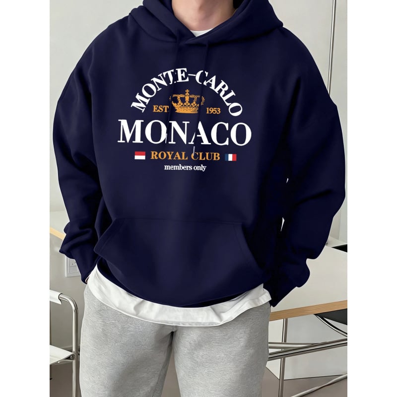 Férfi kapucnis pulóver Monte-Carlo Monaco nyomott mintával