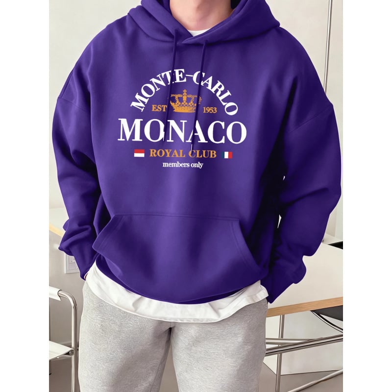 Férfi kapucnis pulóver Monte-Carlo Monaco nyomott mintával
