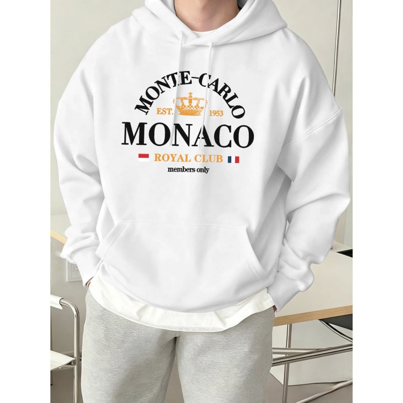 Férfi kapucnis pulóver Monte-Carlo Monaco nyomott mintával
