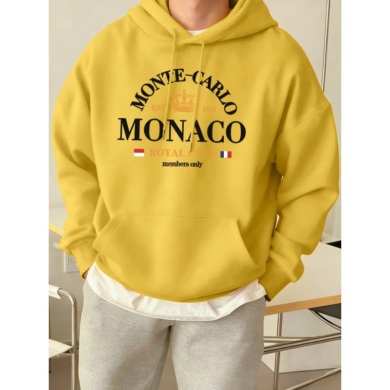 Férfi kapucnis pulóver Monte-Carlo Monaco nyomott mintával
