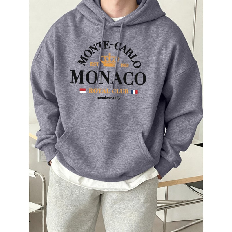 Férfi kapucnis pulóver Monte-Carlo Monaco nyomott mintával
