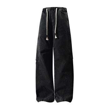 Pantaloni casual pentru bărbați, primăvară-toamnă, stil american, tricotați, croială dreaptă relaxată, largi, lungi, senzație de bumbac