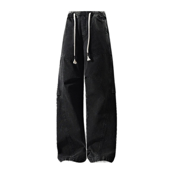 Pantaloni casual pentru bărbați, primăvară-toamnă, stil american, tricotați, croială dreaptă relaxată, largi, lungi, senzație de bumbac