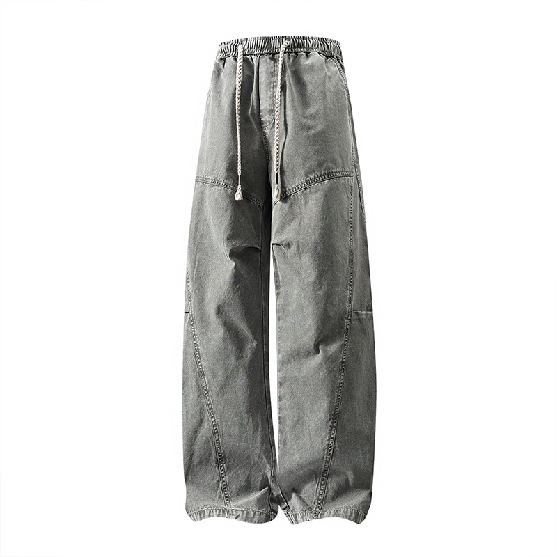 Pantaloni casual pentru bărbați, primăvară-toamnă, stil american, tricotați, croială dreaptă relaxată, largi, lungi, senzație de bumbac