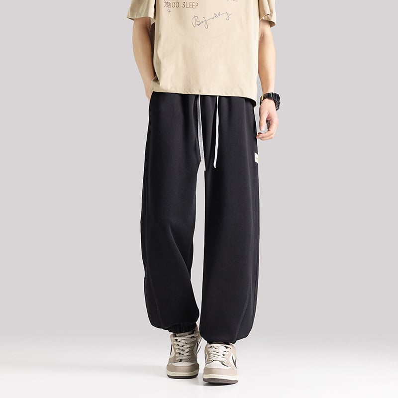 Pantaloni casual pentru bărbați, primăvară-toamnă, stil american, tricotați, croială dreaptă relaxată, largi, lungi, senzație de bumbac