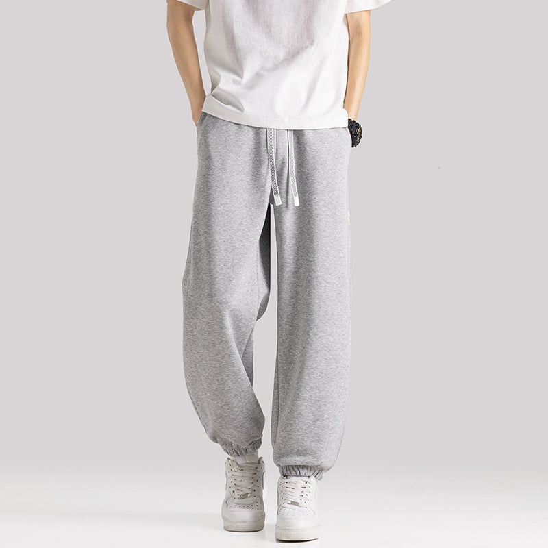 Pantaloni casual pentru bărbați, primăvară-toamnă, stil american, tricotați, croială dreaptă relaxată, largi, lungi, senzație de bumbac