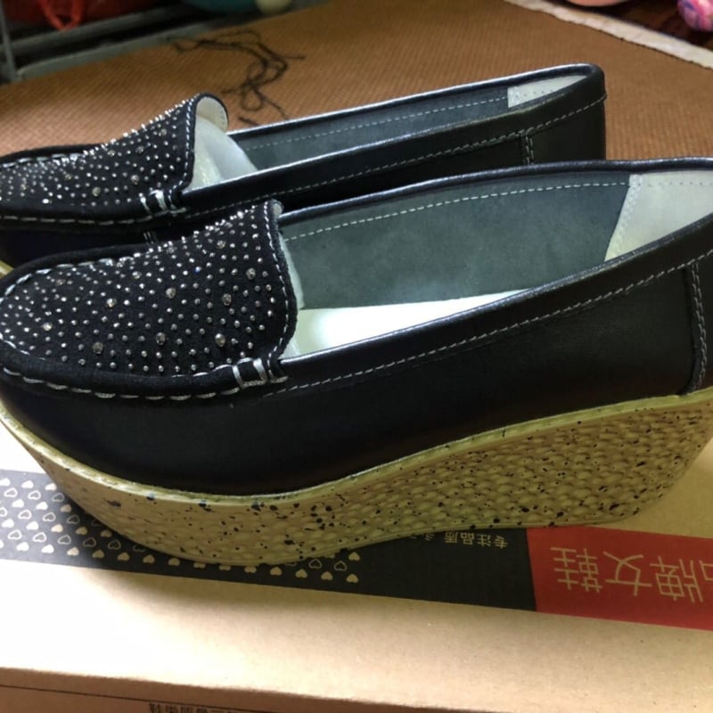 Pantofi dama din piele naturală, șireturi, platformă cu toc mic, talpă antiderapantă, casual pentru zi cu zi