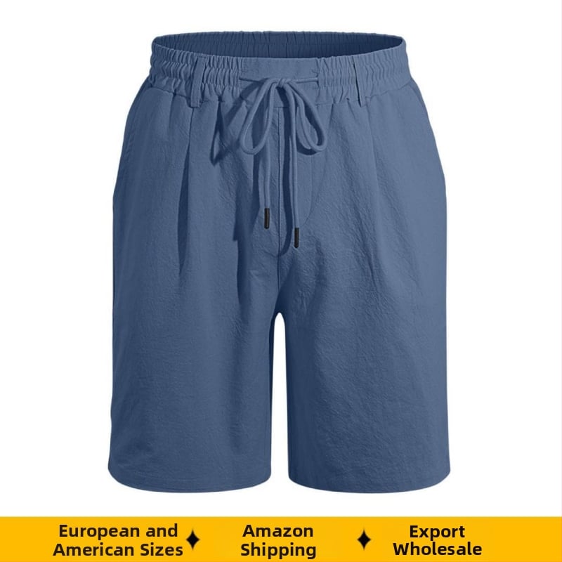 Șorturi pentru bărbați din amestec de bumbac și in, culoare solidă, respirabile, uscare rapidă, vară, plajă casual