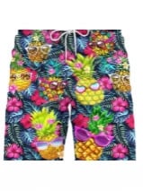 Șorturi de stradă pentru bărbați cu model de ananas în stil desen animat