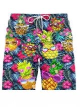 Șorturi de stradă pentru bărbați cu model de ananas în stil desen animat