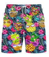 Șorturi de stradă pentru bărbați cu model de ananas în stil desen animat