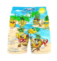 Șorturi de stradă pentru bărbați cu model de ananas în stil desen animat