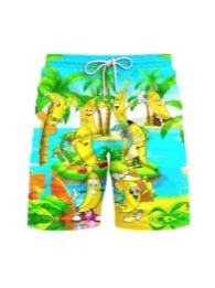 Șorturi de stradă pentru bărbați cu model de ananas în stil desen animat