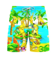Șorturi de stradă pentru bărbați cu model de ananas în stil desen animat