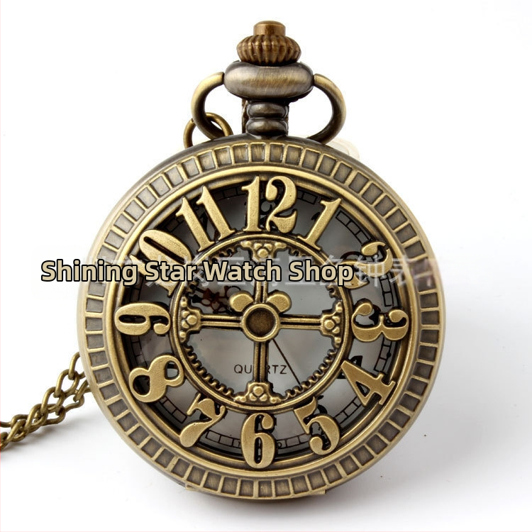 Vintage vreckové hodinky so skeletovým ciferníkom, quartzový pohon, unisex, ako náhrdelník