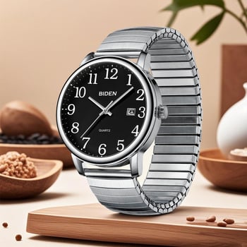 Biden pánske quartz hodinky, vodotesné do 30 m, obchodný štýl, kruhový ciferník 38 mm, model 0404a, puzdro zliatiny, kovový remienok.