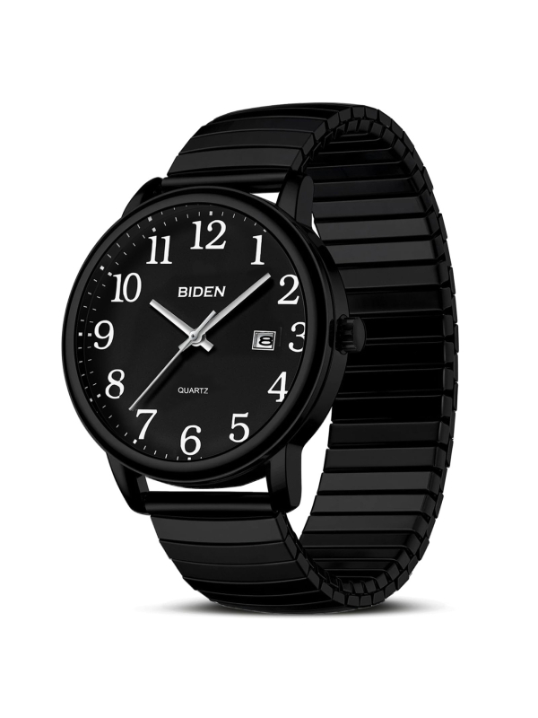 Biden pánske quartz hodinky, vodotesné do 30 m, obchodný štýl, kruhový ciferník 38 mm, model 0404a, puzdro zliatiny, kovový remienok.