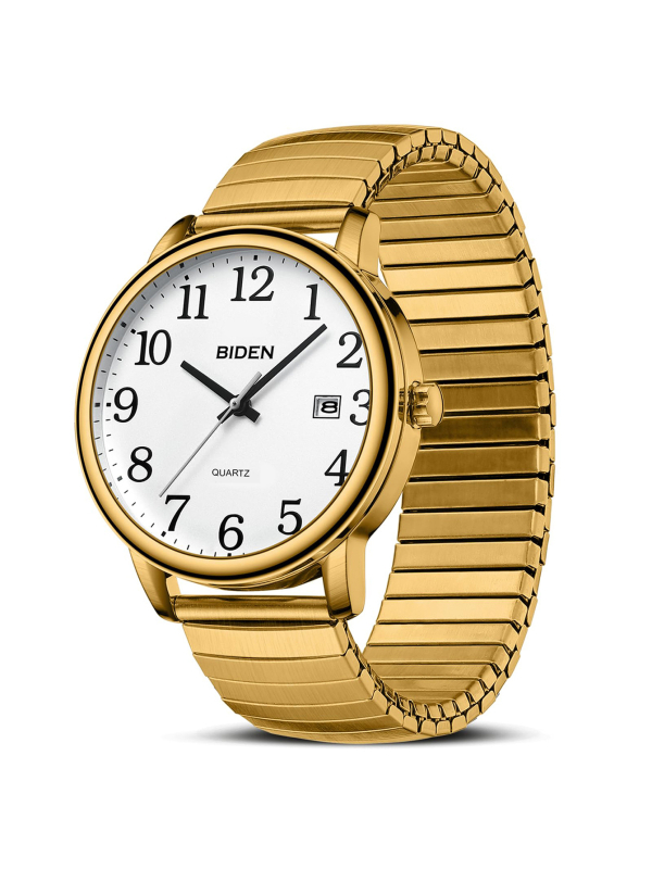 Biden pánske quartz hodinky, vodotesné do 30 m, obchodný štýl, kruhový ciferník 38 mm, model 0404a, puzdro zliatiny, kovový remienok.
