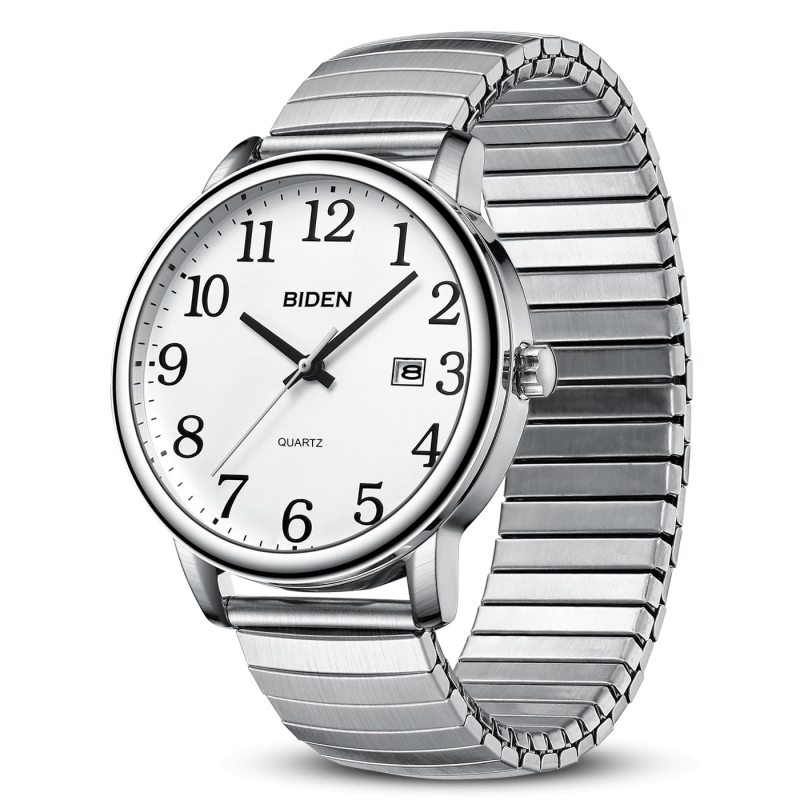 Biden pánske quartz hodinky, vodotesné do 30 m, obchodný štýl, kruhový ciferník 38 mm, model 0404a, puzdro zliatiny, kovový remienok.