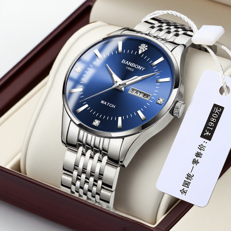 Fourorn B970 Dámske módne quartz hodinky, kruhový ciferník 30 mm, hrúbka 9 mm, remienok z ušľachtilej ocele, kalendár a zobrazenie dňa, vodotesnosť 10 m