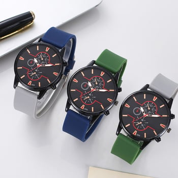 Pánske quartz hodinky so silikónovým remienkom, s tromi ciferníkmi, k dispozícii v rôznych farbách