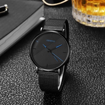 Pánske hodinky s sieťovým remienkom, quartz, minimalistický dizajn, 40 mm ciferník