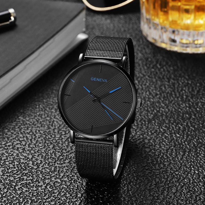 Pánske hodinky s sieťovým remienkom, quartz, minimalistický dizajn, 40 mm ciferník