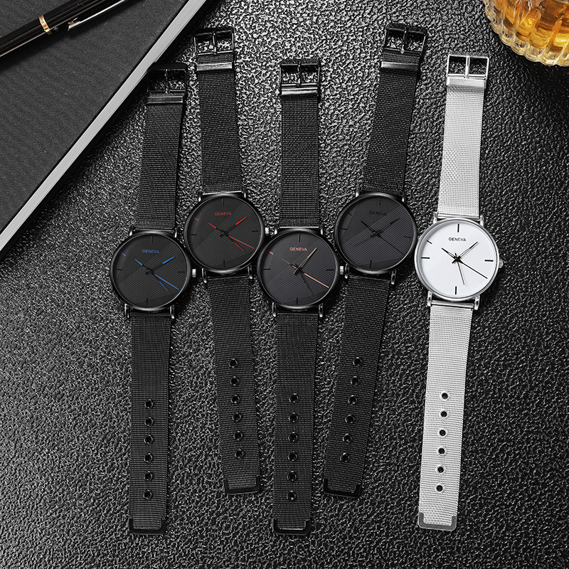 Pánske hodinky s sieťovým remienkom, quartz, minimalistický dizajn, 40 mm ciferník