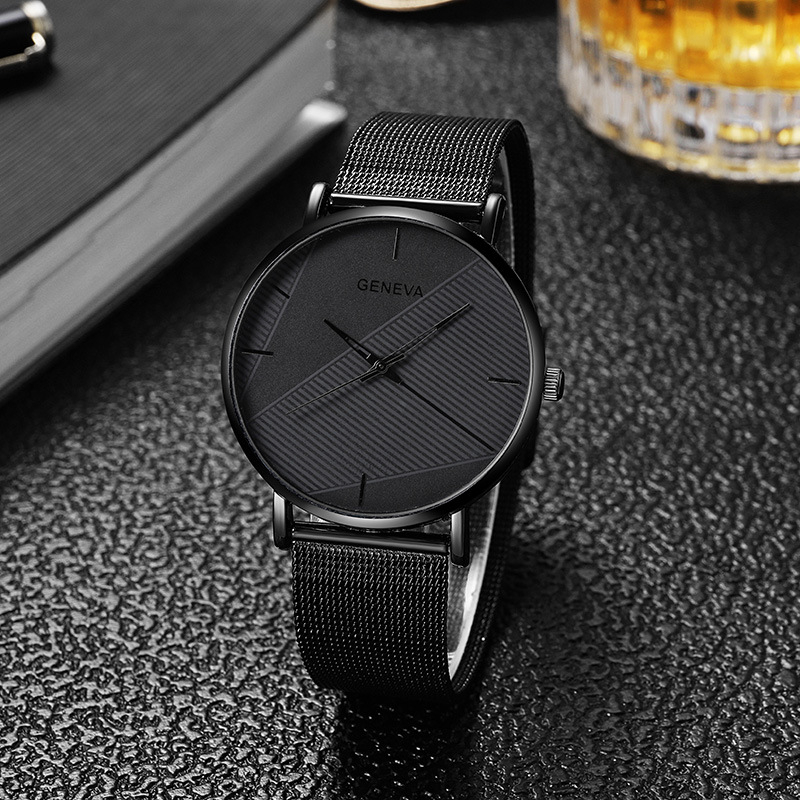 Pánske hodinky s sieťovým remienkom, quartz, minimalistický dizajn, 40 mm ciferník