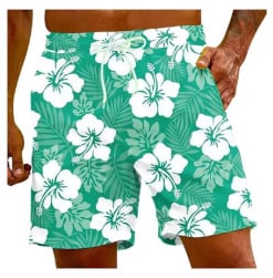 Imprimeu 3D cu hibiscus roșu, șorturi de baie pentru bărbați cu croială lejeră, uscare rapidă pentru vară