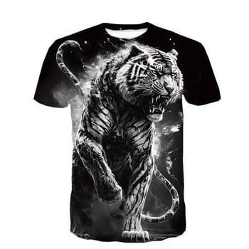 Tricou bărbați cu imprimeu 3D tigru, mâneci scurte, respirabil, uscare rapidă, vară
