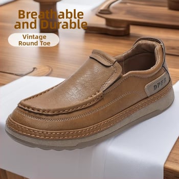 2025 Pantofi casual din piele pentru bărbați, fără șireturi, stil coreean, talpă moale, pantofi de condus