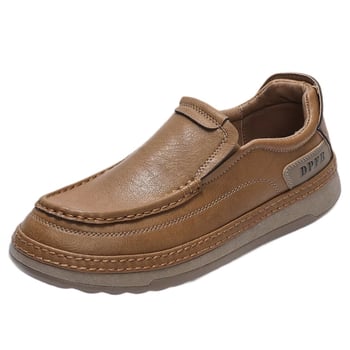 2025 Pantofi casual din piele pentru bărbați, fără șireturi, stil coreean, talpă moale, pantofi de condus