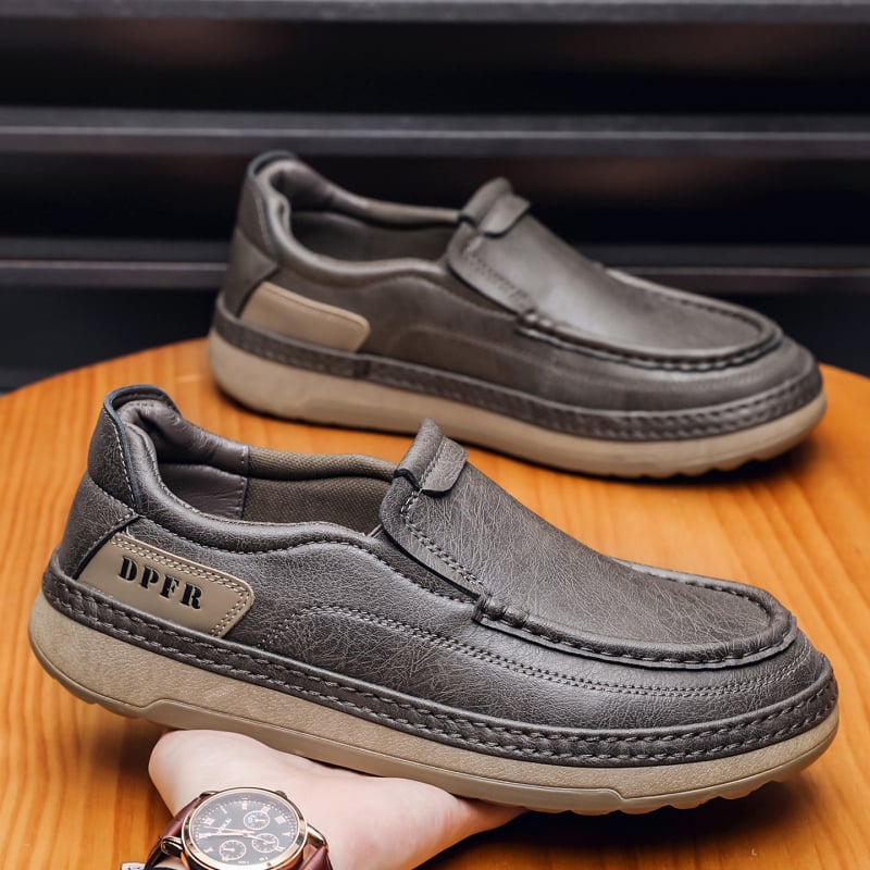 2025 Pantofi casual din piele pentru bărbați, fără șireturi, stil coreean, talpă moale, pantofi de condus
