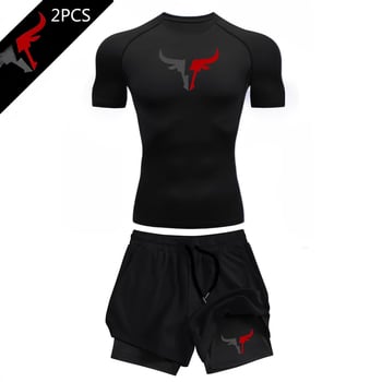 Tricou imprimat 2D pentru bărbați, vară, mâneci scurte, croială slim, uscare rapidă, imprimeu geometric pentru sport