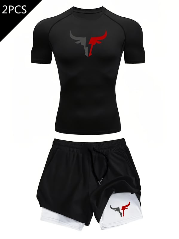 Tricou imprimat 2D pentru bărbați, vară, mâneci scurte, croială slim, uscare rapidă, imprimeu geometric pentru sport
