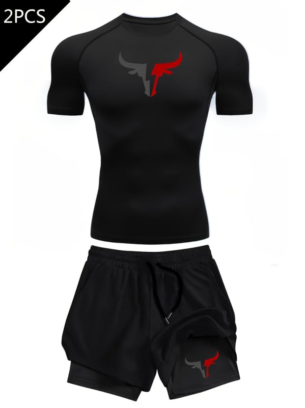Tricou imprimat 2D pentru bărbați, vară, mâneci scurte, croială slim, uscare rapidă, imprimeu geometric pentru sport