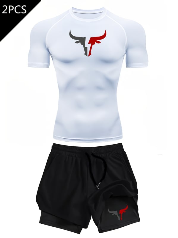 Tricou imprimat 2D pentru bărbați, vară, mâneci scurte, croială slim, uscare rapidă, imprimeu geometric pentru sport