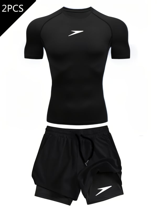 Tricou imprimat 2D pentru bărbați, vară, mâneci scurte, croială slim, uscare rapidă, imprimeu geometric pentru sport