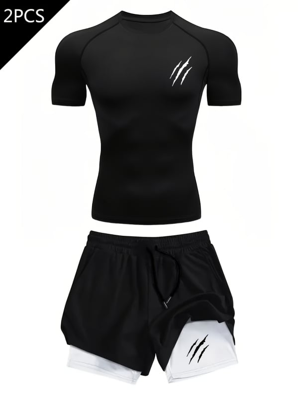 Tricou imprimat 2D pentru bărbați, vară, mâneci scurte, croială slim, uscare rapidă, imprimeu geometric pentru sport