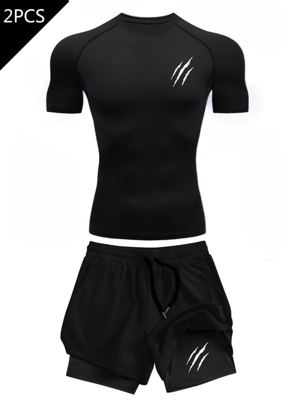 Tricou imprimat 2D pentru bărbați, vară, mâneci scurte, croială slim, uscare rapidă, imprimeu geometric pentru sport