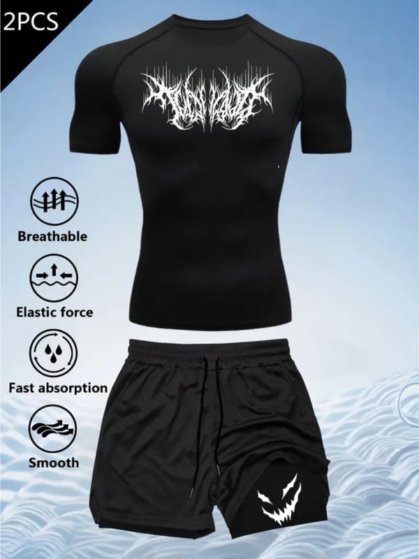 Tricou imprimat 2D pentru bărbați, vară, mâneci scurte, croială slim, uscare rapidă, imprimeu geometric pentru sport
