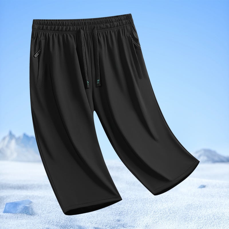 Pánske 3/4 nohavice, rýchloschnúce, voľný strih, plus veľkosť, leto, materiál ice silk