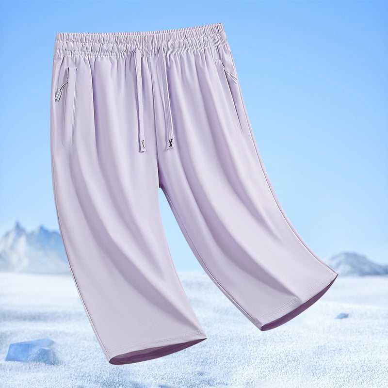 Pánske 3/4 nohavice, rýchloschnúce, voľný strih, plus veľkosť, leto, materiál ice silk