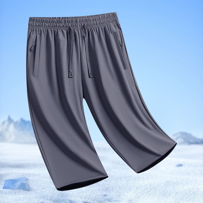 Pánske 3/4 nohavice, rýchloschnúce, voľný strih, plus veľkosť, leto, materiál ice silk